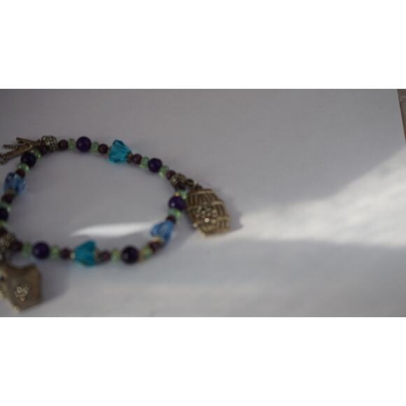 Vintage beaded charm bracelet wine theme Y2K boho eclectic style - Picture 4 of 10